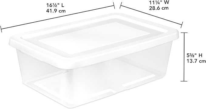 Sterilite Storage Box Stackable Tote, White, 12 Quart, 45 Pack | Clear Plastic Container with Secure Snapping Lids for Home and Office Organization