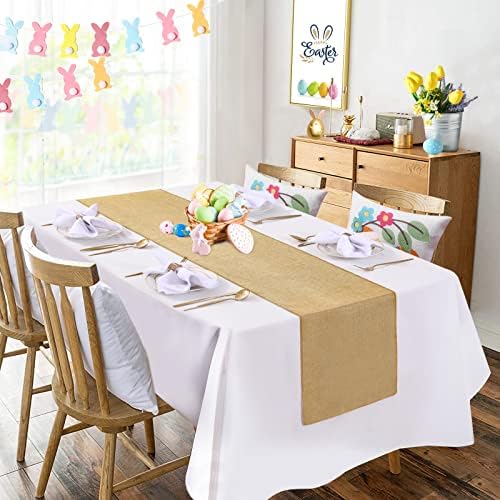 2 Pieces Burlap Table Runners 12x84 Inch Rustic Boho Table Runner - Image 3