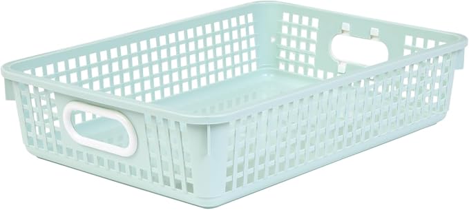 Really Good Stuff Small Desktop Paper Storage Baskets, 14" x 10" x 3.25" | 6-Pack, Boho Group Colors, Mesh Baskets for Classroom or Home, Secure Papers Crease-Free