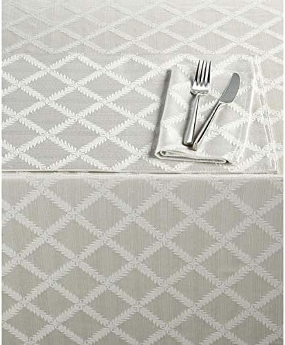 Lenox Laurel Leaf Tablecloth, Platinum - 70"W x 104"L by Lenox