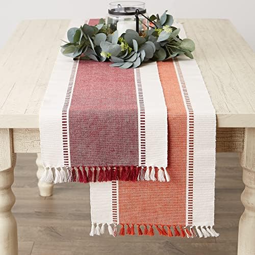 DII Dobby Stripe Table Runner, 13x72 Burnt Orange & Cream Background - Image 5