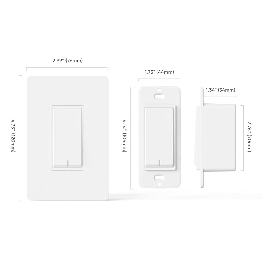 TREATLIFE 3-Way Smart Light Switch, 2.4GHz WiFi Smart Switch Compatible with Alexa, Google Home & SmartThings, Remote Control, Scheduling, Neutral Wire Required, 1 Pack