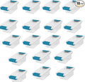 Sterilite 18-Pack Clip Box, Stackable Clear Plastic Bins with Latching Lids, Mini - Writing, Arts or Crafts Supplies Storage Containers for Home, Office, Classroom and Workshop Organization