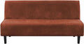 H.VERSAILTEX Real Velvet Futon Cover Armless Sofa Covers Sofa Bed Covers Stretch Futon Couch Cover Sofa Slipcover Furniture Protector Thick Soft Cozy Velvet Fabric Form Fitted Stay in Place, Rust