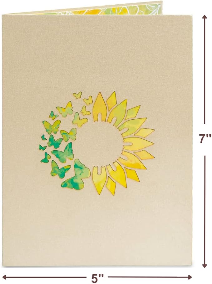 Paper Love Pop Up Cards 2 Pack - Includes 1 Sunflowers and 1 Lovely Roses, For All Occasions, Mother Day, Birthday, Just Because- Includes Envelope and Note Tag