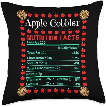 Apple Cobbler Nutrition Facts Thanksgiving Christmas Dinner Throw Pillow by Unknown