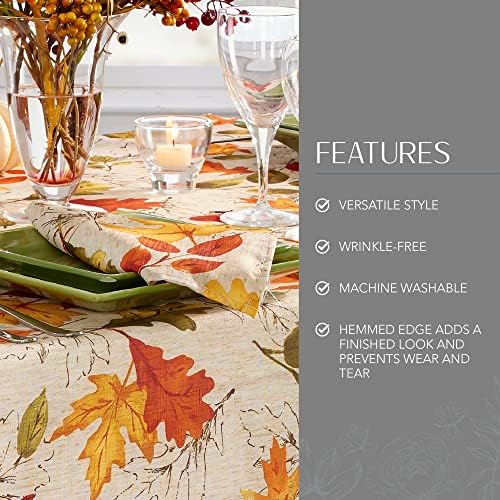Autumn Leaves Fall Printed Napkins, Set of 8, Multicolor - 17" W x 17" L - Image 3