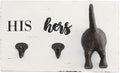Mud Pie HIS, HERS & PUP WALL HOOK, White, Brown, 2.00" x 11.00"