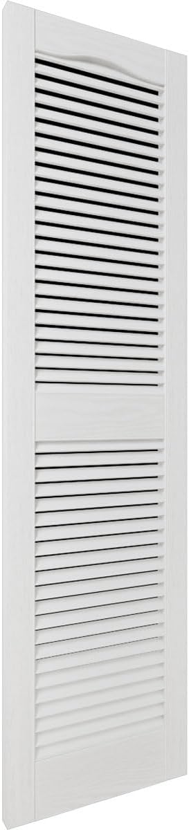 Ekena Millwork Lifetime Vinyl LL1S14X04800WH Standard Cathedral Top Center Mullion, Open Louver Vinyl Shutters, w/Installation Shutter-Lok's & Matching Screws (Per Pair), 14 1/2"W x 48"H, White