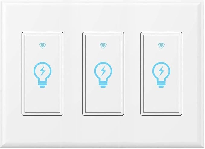 Micmi WiFi Light Switch, Alexa & Google Home Compatible, Timing Function, 3 Gang Smart Touch Switch