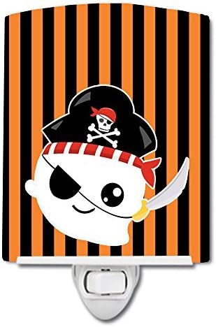 Caroline's Treasures BB6957CNL Halloween Ghost Pirate Ceramic Night Light Compact, UL-Certified, Ideal for Bedroom, Bathroom, Nursery, Hallway, Kitchen, 6x4x3, Multicolor