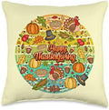 Thankful Pumpkin Pie Turkey Fall Autumn Happy Thanksgiving Throw Pillow by Unknown