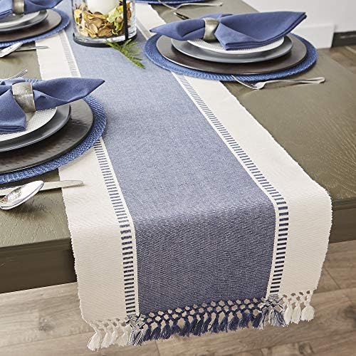 DII Dobby Stripe Woven Table Runner, 13x72-inch, French Blue (Pack of 12) - Image 5