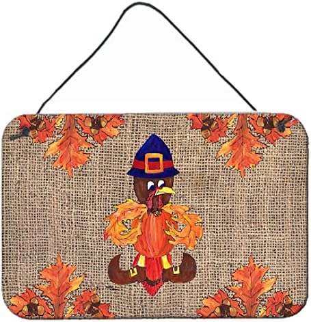Caroline's Treasures 8743DS812 Thanksgiving Turkey Pilgram Fleur de lis Wall or Door Hanging Prints Aluminum Metal Sign Kitchen Wall Bar Bathroom Plaque Home Decor, 8x12, Multicolor by CarolinesTreasures