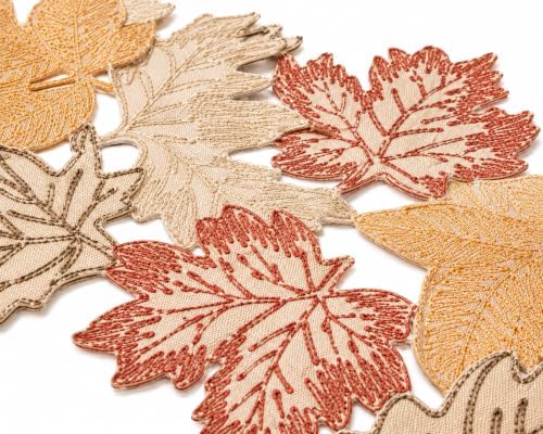 XiaHomeFashions Autumn Leaf Cutwork Table Runner, 16 x 36 in, 1 Piece by XiaHomeFashions