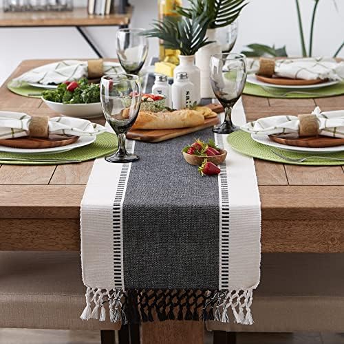 DII Dobby Stripe Table Runner, 13x108 Black & Cream Background - Image 4