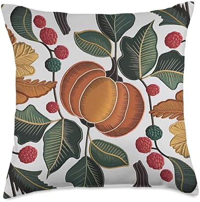 Autumn Pumpkins and Berries Thanksgiving Fall Leaves Art Throw Pillow by Unknown