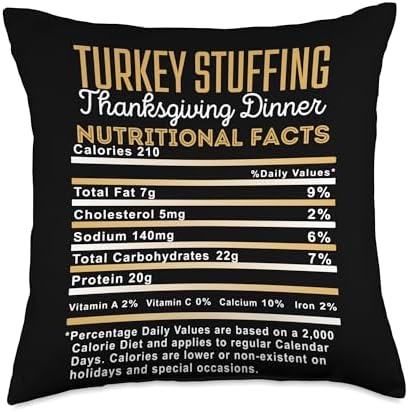 Turkey Stuffing Shopp Turkey Stuffing Thanksgiving Nutrition Facts Favorite Food Throw Pillow, 18x18, Multicolor by Unknown