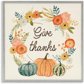 Thanksgiving Pumpkin Wreath Sentiments, 12 x 12 Inch Framed Giclée Print by StupellIndustries