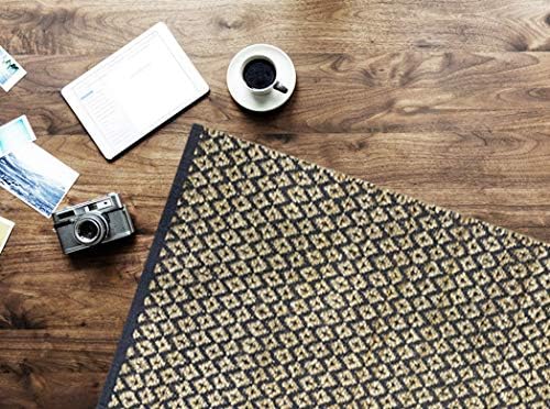 THE BEER VALLEY Jute Cotton Dimond Kitchen Rug 2x3 Feet - Natural Grey | Small Neutral Area Door mat for Entryway, Easy Clean Outdoor Indoor Boho Entry Rugs
