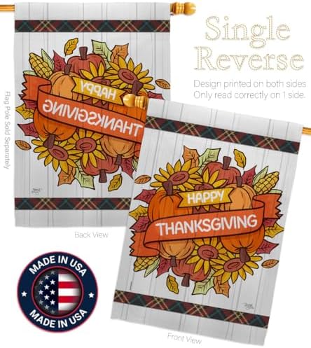 Breeze Decor Fall Tapestry Wood Dowel Set Rod Home Banner Textile Poster Flag Stand Pole Room Wall Scroll Hanging Pumpkins Grateful Thanksgiving Indoor Decor, Autumn Gifts Made in USA - Image 3
