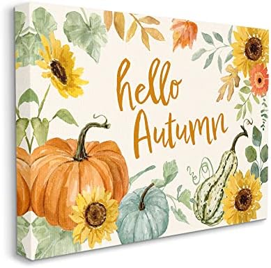 Hello Autumn Fall Plants Border, 24 x 30 Inch Canvas Wall Art - Image 2