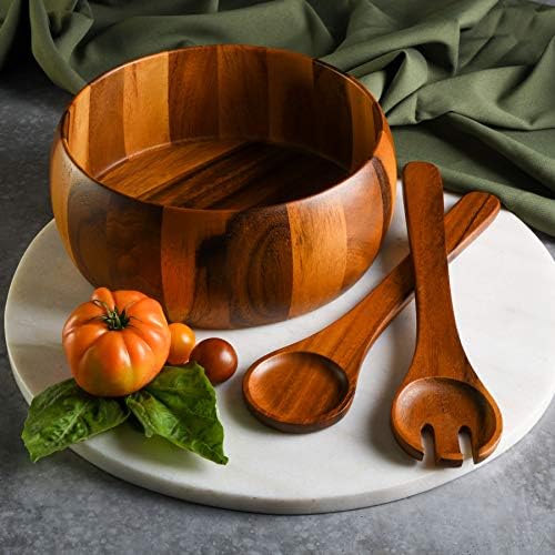 Gibson Home Laurel Acacia Wood Salad Bowl Set, 3 - Piece, Acacia Wood (Pack of 2) - Image 4