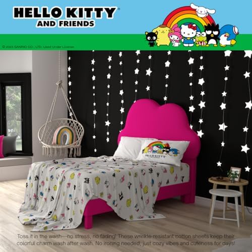 Hello Kitty & Friends Bedding Super Soft Cozy Cotton 3 Piece Twin Sheet Set, (Officially Licensed Product) By Franco