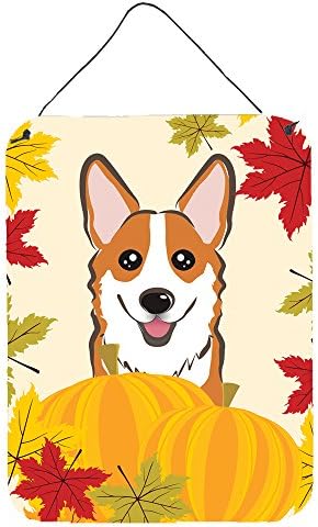 Caroline's Treasures BB2060DS1216 Red Corgi Thanksgiving Wall or Door Hanging Prints Aluminum Metal Sign Kitchen Wall Bar Bathroom Plaque Home Decor Front Door Plaque, 12x16, Multicolor by CarolinesTreasures
