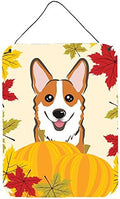 Caroline's Treasures BB2060DS1216 Red Corgi Thanksgiving Wall or Door Hanging Prints Aluminum Metal Sign Kitchen Wall Bar Bathroom Plaque Home Decor Front Door Plaque, 12x16, Multicolor by CarolinesTreasures