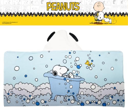 Peanuts Snoopy Bubble Bath Kids Super Soft Bath/Pool/Beach Soft Cotton Terry Hooded Towel Wrap, 24 in x 50 in, (Officially Licensed Product) by Franco
