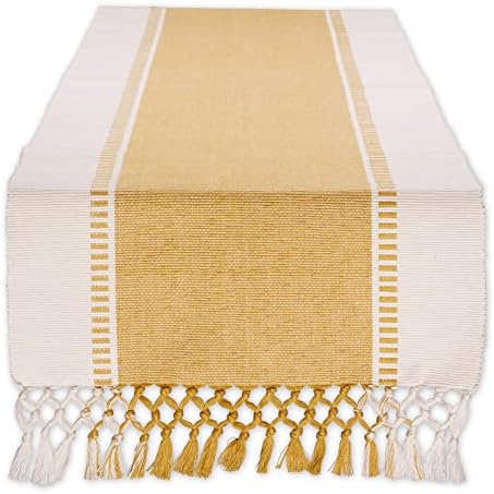 DII Dobby Stripe Table Runner, 13x72, Honey Gold & Cream Background by DII