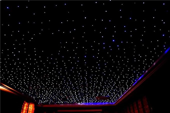 AKEPO 16W Car Home RGBW APP Fiber Optic Lights Starlight Headliner Light Kit,Mixed Fiber Cable 430pcs（0.75+1+1.5mm） 9.8ft/3m+28key RF Remote +Music Activated Effect