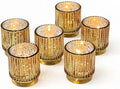 Kate Aspen Gold Votive Candle Holders - Vintage Ribbed Glass Candle Holder Set of 6 - Mercury Glass Tealight Holders for Christmas Table Decor, Holiday Centerpieces, Fall Thanksgiving Tablescape by KateAspen