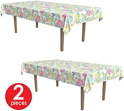 Beistle Succulents Tablecover, 54"x108", 2 Pieces, Spring Summer Picnic Tea Plant Party Table Decorations - Image 3