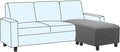 H.VERSAILTEX Ottoman and Sofa Seat Cushion Combined Cover Slipcover Rectangle Sofa Slipcover Fit Length 56"-75" Suitable for L Shaped Seat Cushion Cover or Chaise Part Cover Stretch Thick Soft - Grey
