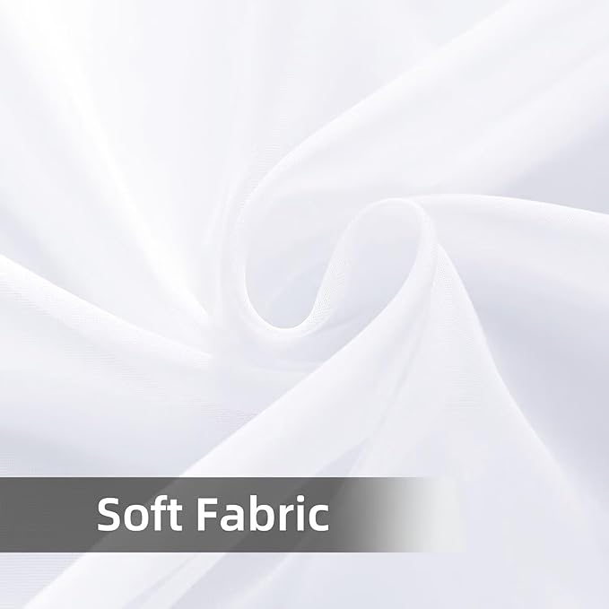 youleyar Solid Sheer Rod Pocket Curtain Voile Draperies 4 Panels White Beige - Image 7