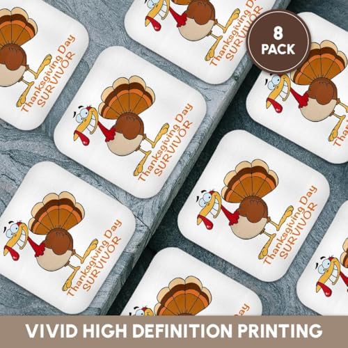 3dRose LLC cst_118709_2 Soft Coasters, "Funny Thanksgiving Day Survivor Turkey", Set of 8 - Image 6