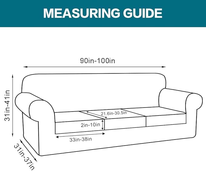 Turquoize 4 Piece Sofa Covers for 3 Cushion Couch Sofa Slipcover Soft Couch Cover for Dogs Washable Furniture Cover with 3 Individual Large Cushion Covers Feature Fabric (Large Sofa, Sand)