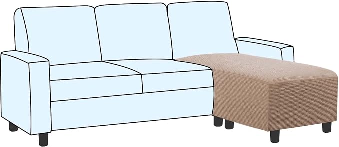 H.VERSAILTEX Ottoman and Sofa Seat Cushion Combined Cover Slipcover Rectangle Sofa Slipcover Fit Length 56"-75" Suitable for L Shaped Seat Cushion Cover or Chaise Part Cover Stretch Thick Soft - Sand