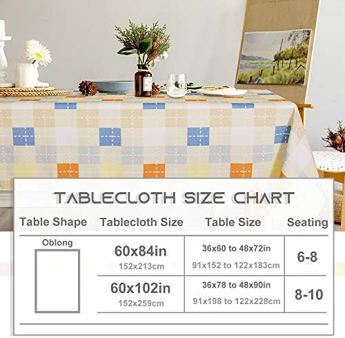 RYB HOME Rectangle Table Cloth Colorful - Spillproof Scratch Resistant Tablecloth for Family Gatherings Party, 60 x 102, Blue Orange - Image 6