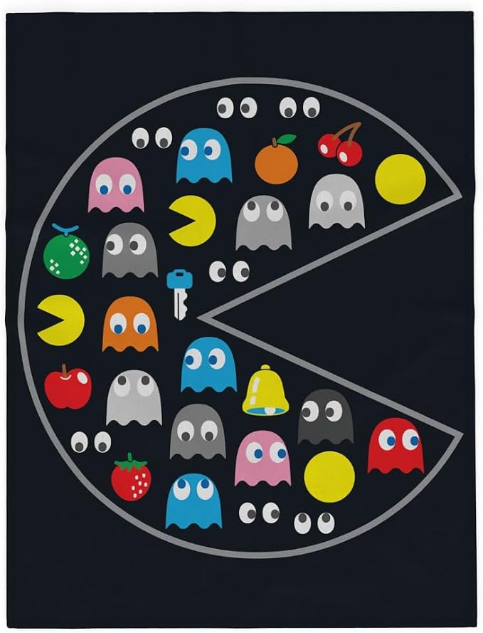 PAC-MAN Retro Cozy Throw 46 in x 60 in – Soft Cozy Plush for Couch, Bed & Travel, Collectible Gift (100% Officially Licensed Product) by Franco Collectibles®