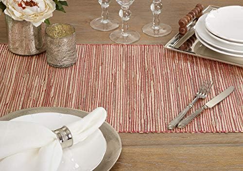 SARO LIFESTYLE Shimmering Woven Nubby Table Runner - Textured Water Hyacinth Table Runner with Sparkling Metallic Threads for Dining Tables, Everyday Entertaining and Home Décor, 14"x54", Rust - Image 5