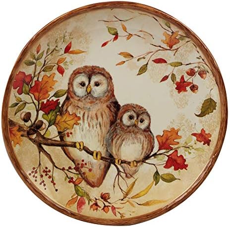 Pine Forest 10.5" Ceramic Dinner Plates, Set of 4 – Autumn Woodland Wildlife Plates with Deer, Fox, Owl & Raccoon – Great for Fall Entertaining, Thanksgiving, Rustic Table Décor - Image 5