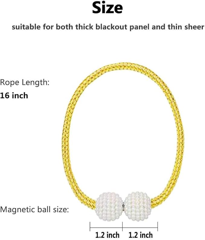 Melaluxe 2 Pack Magnetic Curtain Tiebacks, Decorative Curtain Holdbacks - Image 3
