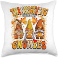 Family Happy Hallothanksmas Thanksgiving Christmas Thanksgiving with My Lunch Lady Gnomies Gnomes Xmas Plaid Throw Pillow, 18x18, Multicolor by Unknown