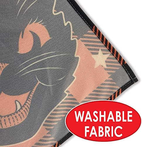 Beistle Fabric Black Cat Vintage Halloween Tablecover, 55” x 90.5” – Polyester Table Cloth, Rectangular Tablecloth, Holiday Tablecloth, Halloween Fabric Tablecloth, Halloween Decorations