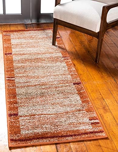 Unique Loom Autumn Collection Modern Contemporary Casual Abstract Area Rug (Beige/ Terracotta Rustic, 2 x 6 ft Runner) by UniqueLoom