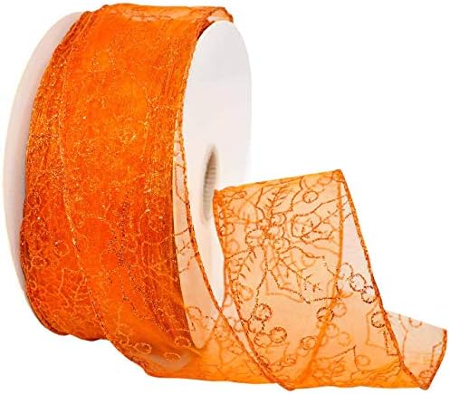 Morex Ribbon Holly-Day Ribbon, Wired Organza, 2.5 inches by 50 Yards, Copper Rust by MorexRibbon