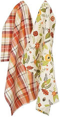 DII Fall Basics Kitchen Dishtowel Collection Printed & Plaid Fall Dish Towel Set, 18x28, Floral Plaid, 2 Count by DII
